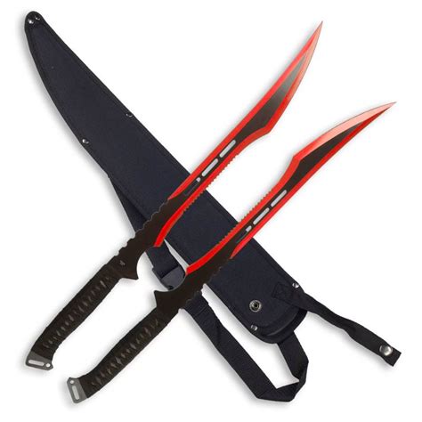 Crimson Night Ninja Swords - Red Collectors Swords - Stainless Steel ...