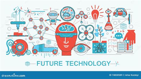 Modern Flat Thin Line Design Future Science Technology Concept Stock Vector - Illustration of ...