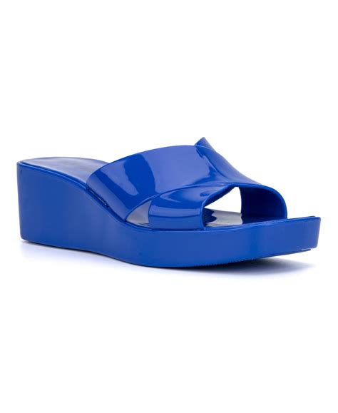 Olivia Miller Women's Karen Slide Criss-cross Wedge Sandals Women's ...