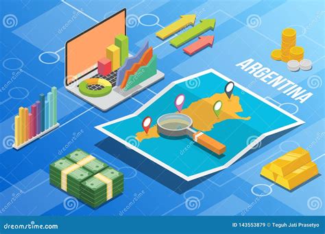 Argentina Isometric Business Economy Growth Country with Map and ...