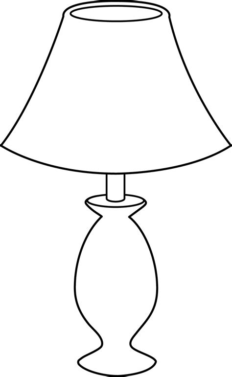 Black and White Lamp Line Art - Free Clip Art