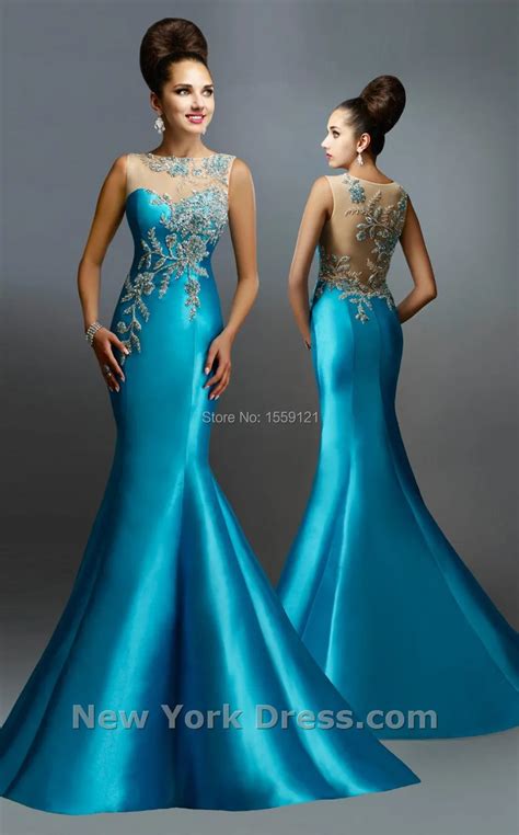 Elegant Long Mermaid Evening Dress Custom Made 2017 New Prom Formal Gowns O Neck Sweep Train ...