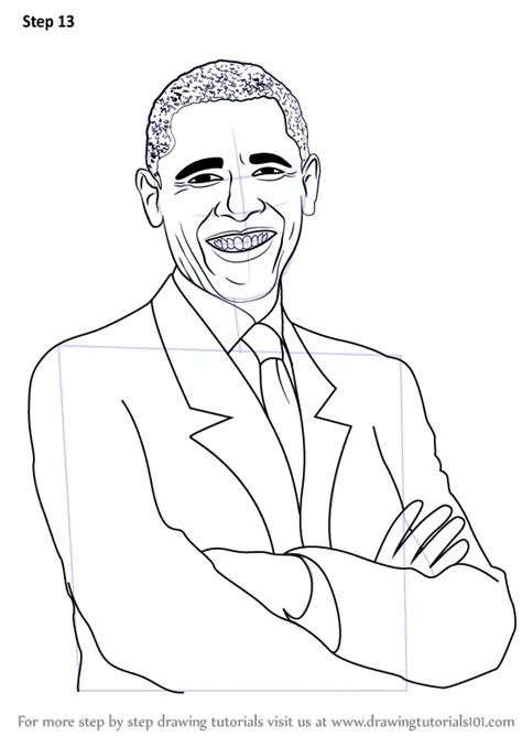 Learn How to Draw Barack Obama (Politicians) Step by Step : Drawing Tutorials