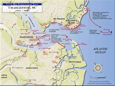 1861-1865 Civil War Battle Maps of Charleston SC + Fort Sumter