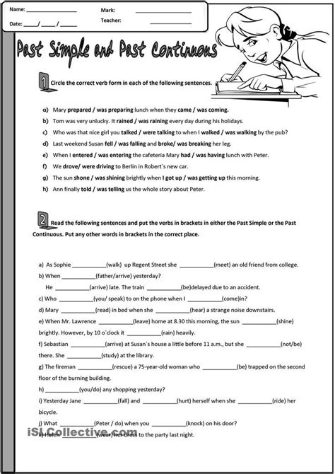 PAST SIMPLE AND PAST CONTINUOUS | Grammar worksheets high school ...