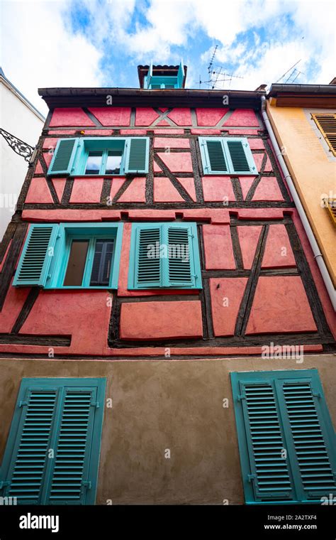 Typical half-timbered house facade in Colmar France Stock Photo - Alamy