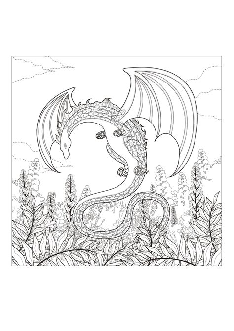 Monster dragon | Myths & legends - Coloring pages for adults | JustColor