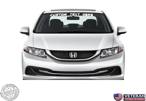 Custom Text Windshield Banner Vinyl Decal-Fits Honda Civic SI EX LX DX ...