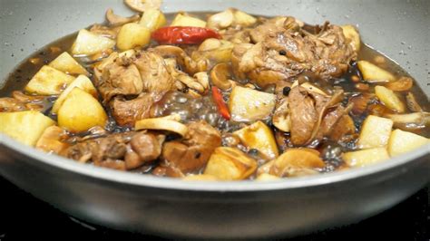 Chicken Adobo with Potatoes and Mushrooms (Adobong Manok) - YouTube