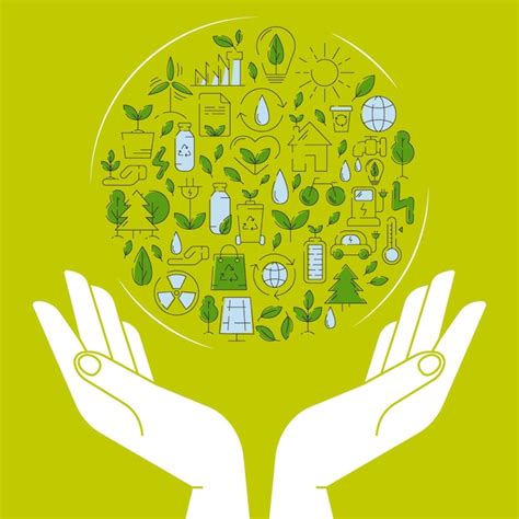 Premium Vector | Ecology poster human hands holding earth with eco friendly energy sources ...