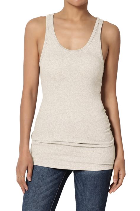 TheMogan - TheMogan Women's S~3XL Stretchy Ribbed Knit Fitted Racerback Tank Top Cotton Jersey ...