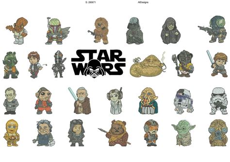 Star Wars - A-Z 26 Characters for each alphabet - Machine Embroidery Designs | Indian Digitizer ...