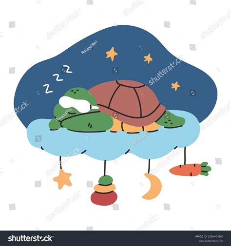 Cute Sleeping Turtle On Cloud Vector Stock Vector (Royalty Free ...