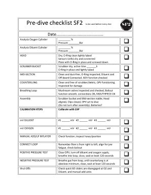 Pre Dive Checklist Pdf - Fill Online, Printable, Fillable, Blank | pdfFiller