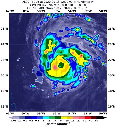 NASA estimates powerful hurricane Teddy's extreme rainfall