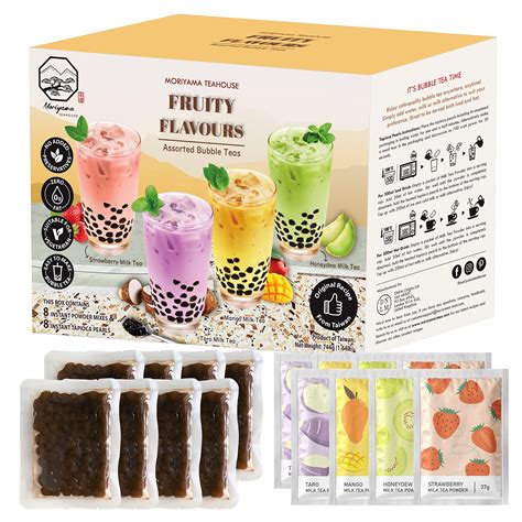 Buy Bubble/Boba Tea Kit with Instant Tapioca Pearls and Milk Tea Powders | Makes 8 Drinks ...