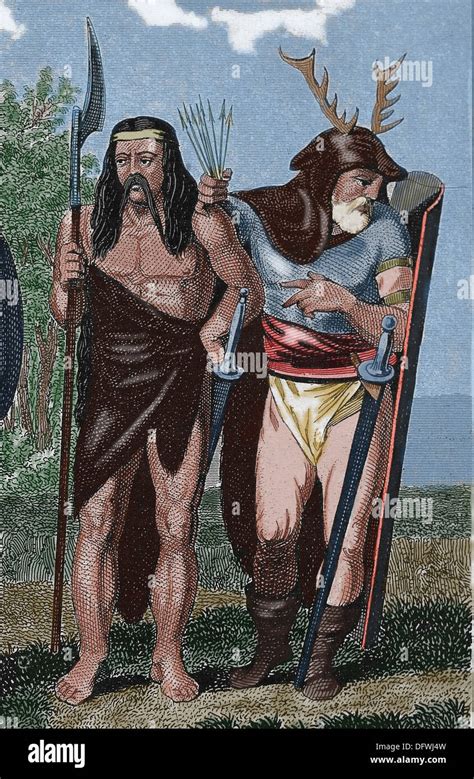 Roman Empire. German allies. Colored engraving Stock Photo - Alamy