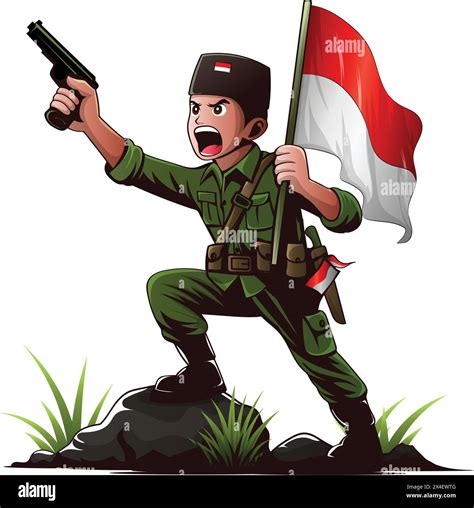 79th Indonesia Independence day icon with Indonesian hero wearing green ...