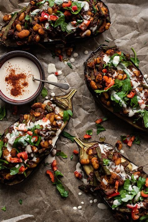 Stuffed Aubergine with Tahini Sauce