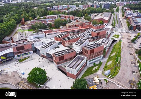 Espoo, Finland - September 11, 2020: Aerial view of the brand new Aalto ...