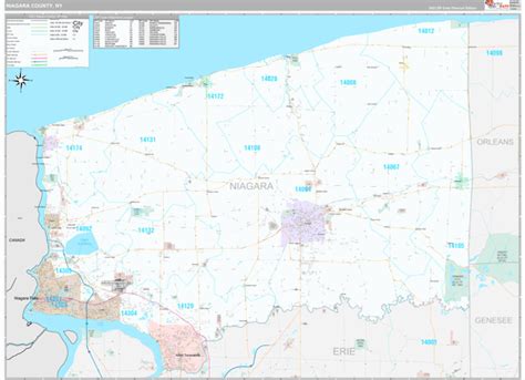 Niagara County, NY Wall Map Premium Style by MarketMAPS - MapSales