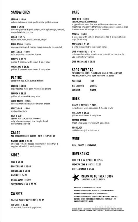 Menu of Bodega in St Petersburg, FL 33705