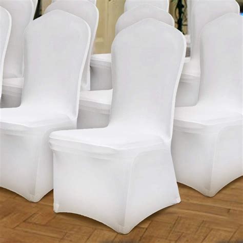 Happybuy 100 Pack of White Chair Covers Stretch Polyester Spandex Slipcovers for Banquet Dining ...