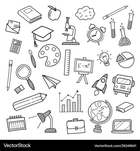 Education icons doodle hand drawn Royalty Free Vector Image