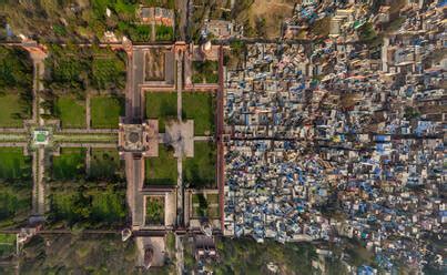 Aerial view of Taj Mahal, India stock photo