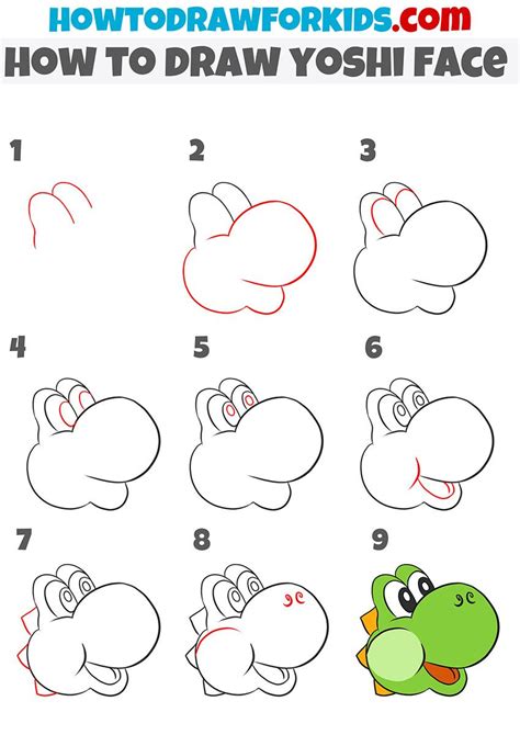 how to draw yoshi face step by step | Yoshi drawing, Easy cartoon ...