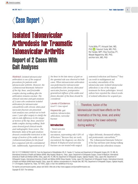 Isolated Talonavicular Arthrodesis For Traumatic Talonavicular ...