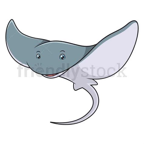 Cute Stingray Cartoon Clipart Vector - FriendlyStock