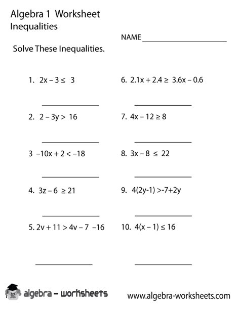 One Step Equations And Inequalities Worksheets