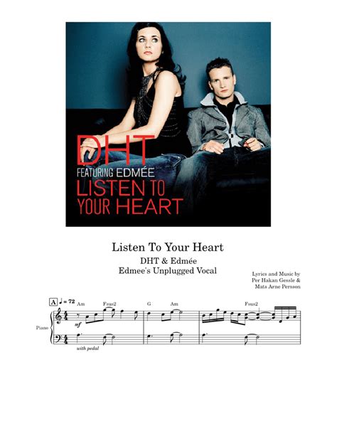 Listen To Your Heart – DHT Sheet music for Piano, Vocals (Piano-Voice) | Musescore.com