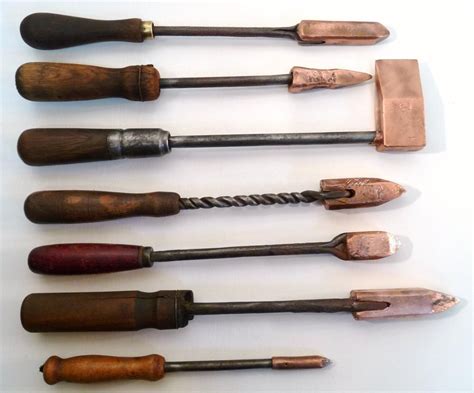 Lot 7 Antique Soldering Irons Wood Handle Copper Marked Blacksmith ...