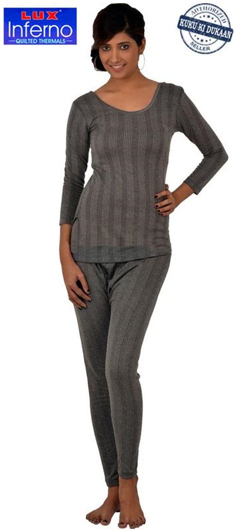 Buy Lux Inferno Women Cotton Thermal set - Grey Online at Low Prices in ...