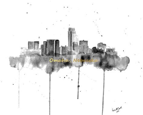 Omaha Skyline Art Omaha Skyline Painting Omaha Skyline Print Nebraska ...