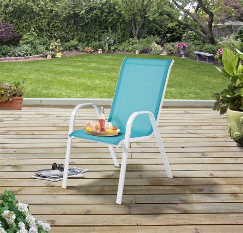 Mainstays Outdoor Patio Sling Mesh Chair, Stackable, Aqua - Walmart.com