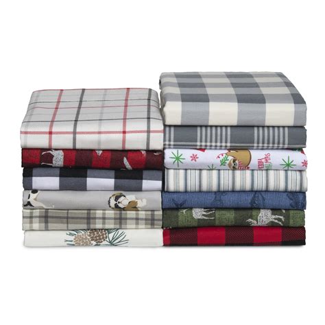 Mainstays Flannel Sheet Set Taupe Plaid Queen - Walmart.com