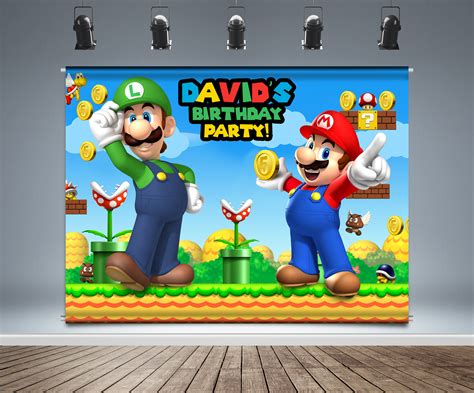 Super Mario Backdrop Banner Luigi Birthday Decoration Kids | Etsy