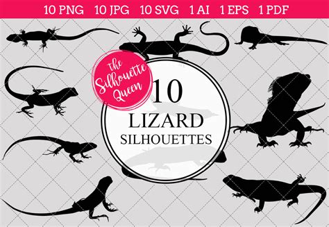 Lizard Silhouette Vector By The Silhouette Queen | TheHungryJPEG