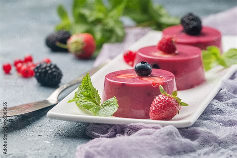 Summer dessert with berries Stock Photo | Adobe Stock