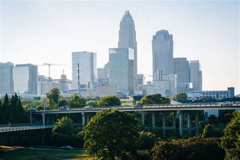 View of Highways and the Uptown Charlotte Skyline, in Charlotte, North ...