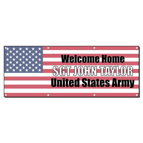 WELCOME HOME CUSTOM NAME MILITARY 2 ft x 4 ft Banner Sign w/4 Grommets ...