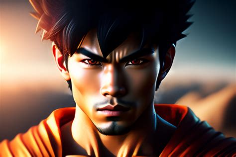 Lexica - Son Goku, ultra realistic photo; beautiful eyes, with a ...