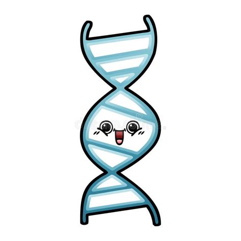 Cartoon Dna Dna Strand Biology Science Chemistry Life Experiment Cute Illustration Retro ...