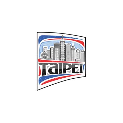 Premium Vector | Taipei skyline landmark flag sticker emblem badge travel souvenir illustration