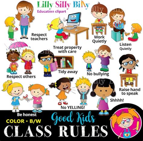 Classroom Rules BLACK AND WHITE and Color Educational - Etsy