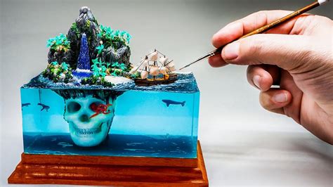 I made the Skull Island but very tiny /Diorama/ Epoxy Resin Art /How to Make - YouTube