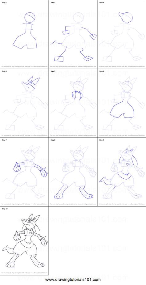 How to Draw Lucario from Pokemon printable step by step drawing sheet ...